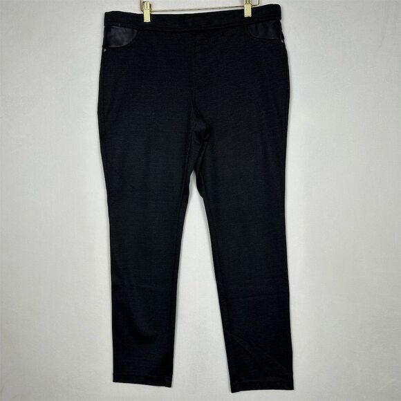 DKNY Jeans Leggings Women's XL Faux Leather Pockets Stretchy Fabric - Picture 1 of 11